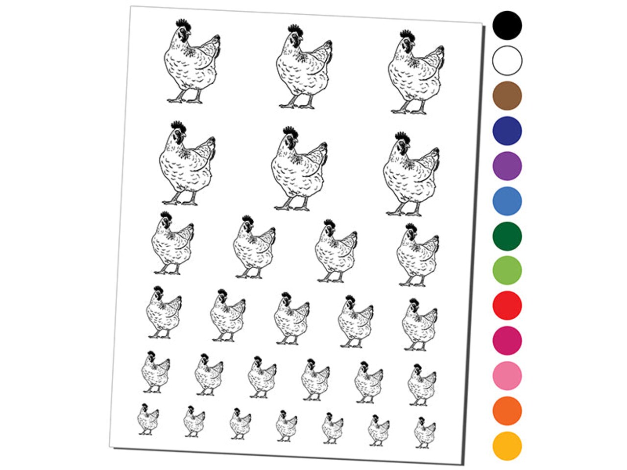 Curious Hen Chicken Temporary Tattoo Water Resistant Fake Body Art Set Collection